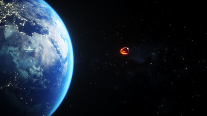 Wall Mural - asteroid in outer space. earth planet. 3d rendering.