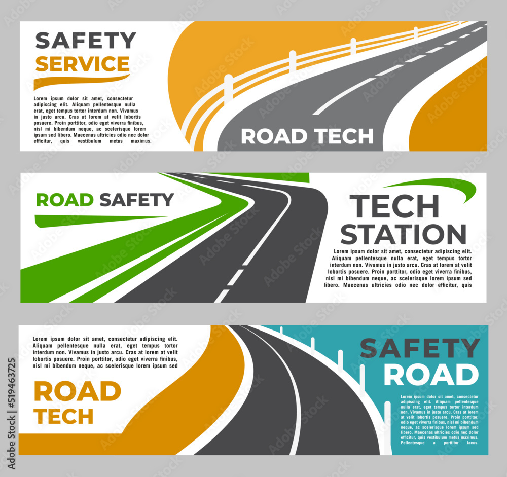 Safre Rasd Safety roads industry banners, highway and pathway vector traffic ...