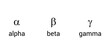 alpha beta gamma symbols. Vector illustration isolated on white background