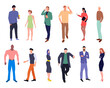 © AlekseiMuravev - People in various poses. Set of diverse modern man and woman. Flat vector illustration isolated on a white background.