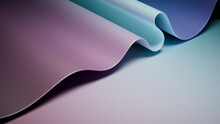 Contemporary 3D Abstract Background With Ripple Surface. Purple And Blue Wallpaper With Copy-Space.