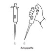 Auto pipette diagram for experiment setup lab outline vector illustration