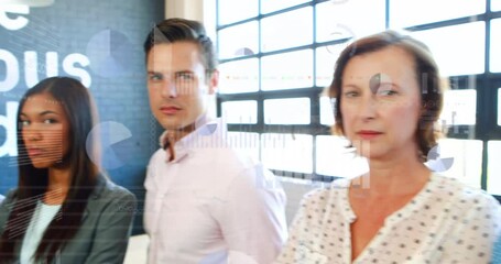 Poster - Animation of data processing over diverse business people at office