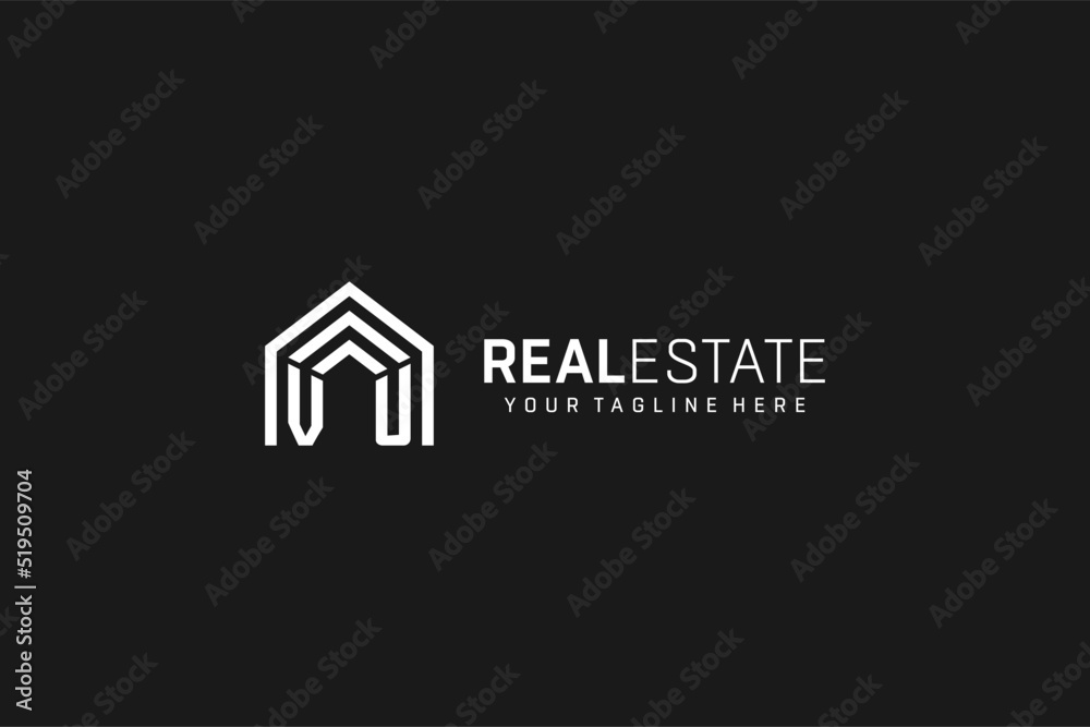 Letter VU house roof shape logo, creative real estate monogram logo ...