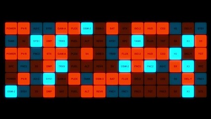 Futuristic control panel matrix with glowing flashing lights