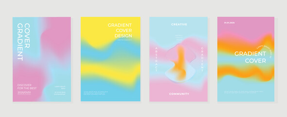 Fluid gradient background vector. Cute and minimalist style posters, Photo frame cover, wall arts with pastel colorful geometric shapes and liquid color. Modern wallpaper design for social media, idol