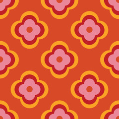 Poster - Abstract 70s retro pattern flowers seamless vector background