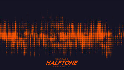 Poster - Abstract vector torn orange halftone sound wave. Scrathed dotted texture element.