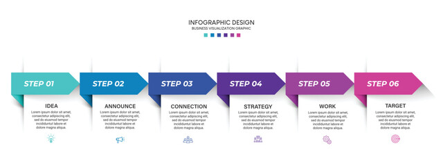 Aufkleber - Business visualization infographic design template with options, steps or processes. Can be used for presentation, diagram, annual report, web design, workflow layout