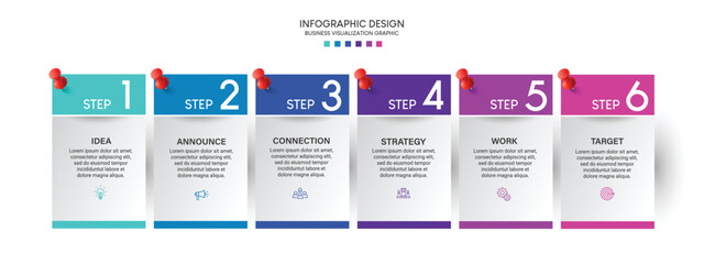Aufkleber - Business visualization infographic design template with options, steps or processes. Can be used for presentation, diagram, annual report, web design, workflow layout