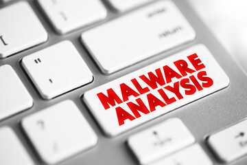 Poster - Malware Analysis text button on keyboard, concept background