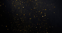 Gold Glitter Shimmer Dust Shiny Lights Particles Dark Abstract Background