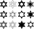 Set of different Star of David illustrations isolated on white