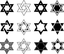 Set Of Different Star Of David Illustrations Isolated On White
