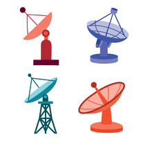 Color Image Of Cartoon Satellite Dish.