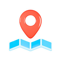 Canvas Print - 3d render location pin with a map minimal icon isolated on white background vector illustration.