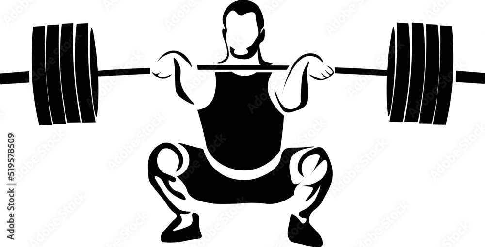 Man Deadlifting Vector Black and White Cartoon Illustration Vector of a Man Deadlifting ...