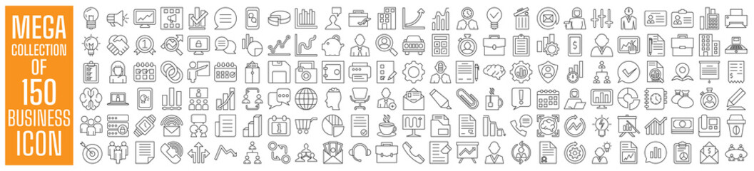 Poster - 150 business and finance icon design template vector