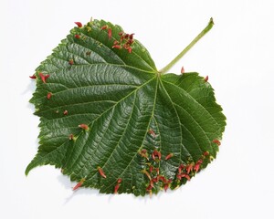 Linden leaf with galls caused by Eriophyes tiliae mite