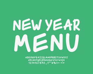Leinwandbilder - Holiday poster New Year Menu with handwritten lettering white on green