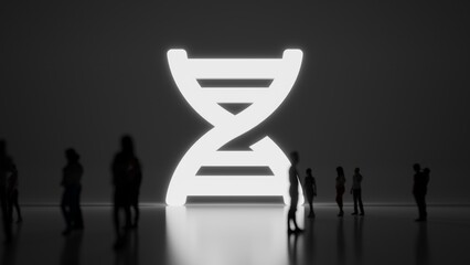 Poster - 3d rendering people in front of symbol of DNA on background