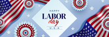 Happy Labor Day Horizontal Banner Vector Illustration Design