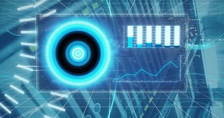 Poster - Animation of 5g text, scopes scanning and data processing over servers