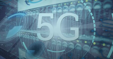 Poster - Animation of 5g text, scopes scanning and data processing over server