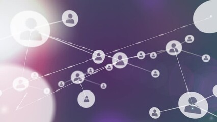 Poster - Animation of network of connections with icons over light spots
