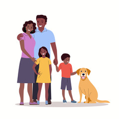 Wall Mural - Mother and father with children and dog. Happy family isolated.Vector flat style illustration