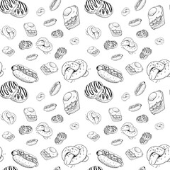 Wall Mural - seamless pattern with kinds of food