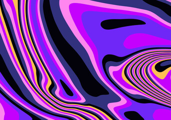 Poster - Trippy organic geometric background with warped colorful fluid lines.