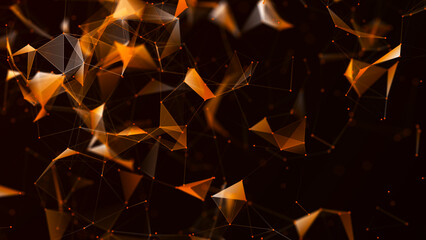 Poster - Abstract digital connection dots. Technology background. Network connection structure. Plexus effect. 3d rendering
