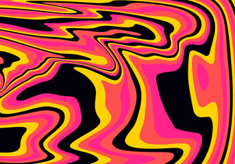Poster - Trippy organic geometric background with warped colorful fluid lines.