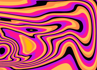 Fototapete - Trippy organic geometric background with warped colorful fluid lines.