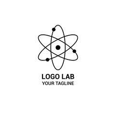 Sticker - Chemistry molecule lab logo. Molecular structure vector illustration isolated on white background.