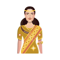 Wall Mural - Indian women in traditional sari dress. Detailed character illustration.