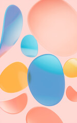 Poster - Abstract circular glass curves cross each other in the orange background, 3d rendering.