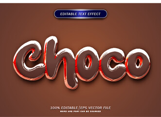 Poster - Sweet choco editable text effect. realistic  effect. 3d style. donut's style.