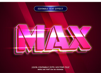Poster - Luxury red max neon style text effect. 3d font style effect.