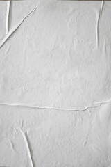 Aufkleber - Blank white glued paper for poster texture overlay. Crumpled and wrinkled pattern for background. Matted wet paper for mockup posters, flyer,  brochure, and banner design