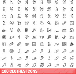Poster - 100 clothes icons set. outline illustration of 100 clothes icons vector set isolated on white backgr