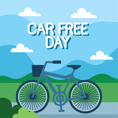 Poster - car free day lettering in landscape