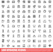© ylivdesign - 100 hygiene icons set. Outline illustration of 100 hygiene icons vector set isolated on white background