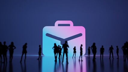 Wall Mural - 3d rendering people in front of symbol of briefcase on background