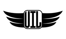 UIL Three Letter Wing Minimalist Creative Concept Icon Eagle Symbol Professional Black And White Logo Design, Vector Template