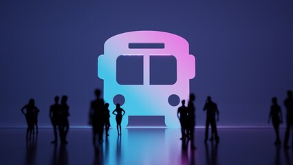 Canvas Print - 3d rendering people in front of symbol of bus on background