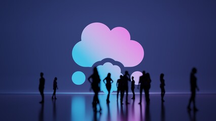 Wall Mural - 3d rendering people in front of symbol of cloud meatball on background