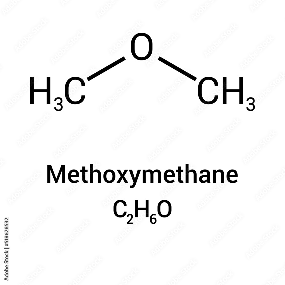 chemical structure of methoxymethane (C2H6O) Stock Vector | Adobe Stock