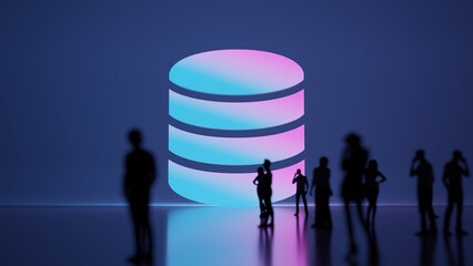 Canvas Print - 3d rendering people in front of symbol of database 1 on background